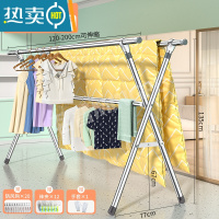 敬平晾衣架落地折叠室内凉衣杆不锈钢伸缩式晒衣架家用阳台晒被子器 加强双杆伸缩☆2.0米❤加固支撑杆 25管径 中