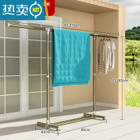 敬平不锈钢晾衣架落地折叠卧室内阳台凉衣架家用婴儿晾衣架晒被子器 [新升级 香槟金]铝合金单杆款1.59米[可伸缩] 大