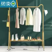敬平晾衣架卧室落地家用阳台凉晒衣服架子杆简易宿舍衣帽架加粗挂衣架 轻奢金☆长100单层[猫耳款-19管径] 大