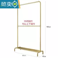 敬平多层衣架落地卧室家用挂衣服架子网红晾衣架省空间简易收纳置物架 双层可调节:带板长80高180纳米金
