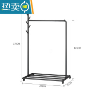 敬平衣帽架落地卧室家用简约北欧室内挂衣服架子单杆式简易铁艺晾衣架 YMJ76亚光黑长100高170