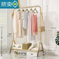 敬平晾衣架落地折叠家用晒衣架卧室挂衣架室内简易衣帽架352 单层1.2米落地晾衣架轻奢金 大