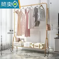 敬平衣架落地卧室挂衣架收纳阳台晾衣架家用轻奢衣帽架网红简易衣服架 120cm轻奢金|置物网+双钩 大