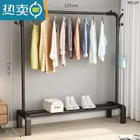 敬平简易晾衣架落地立式卧室挂衣服架子加粗小型阳台家用晾衣器结实 130cm黑色单杆[优惠款] 中