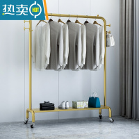敬平挂衣架落地简易卧室内房间家用晾衣服器置物架衣帽多功能柜带轮 纳米金色长130高135带轮+带板晾晒架