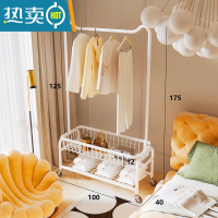 敬平晾衣架落地卧室内挂衣架阳台晒衣架家用移动衣帽架简易衣服收纳架 22管U形带篮衣架双层100白 中