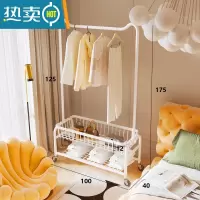 敬平晾衣架落地卧室内挂衣架阳台晒衣架家用移动衣帽架简易衣服收纳架 22管U形带篮衣架双层100白 中