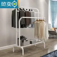 敬平阳台简易晒衣架落地双杆式晾衣架家用卧室内挂衣架户外可拆卸架子 120cm长白色