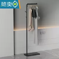 敬平岩板挂衣架落地卧室衣帽架家用简易阳台晾衣架宿舍置物挂衣服架子 劳伦黑金岩板+黑色树枝款1.7米