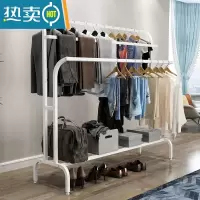 敬平阳台简易晒衣架落地双杆式晾衣架家用卧室内挂衣架户外可拆卸架子 170cm长白色