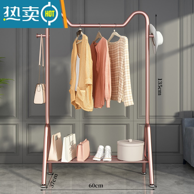 敬平晾衣架落地卧室挂衣架简易衣帽架室内晒衣架阳台凉衣服收纳衣服架 萌猫-玫瑰金❤60