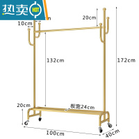 敬平轻奢衣帽架落地卧室家用衣架置物架客厅简约现代晾挂衣架移动带轮 纳米金长100高172配2.0轮子晾晒架