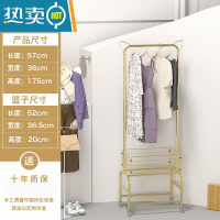 敬平挂衣架落地卧室晾衣架收纳衣架落地衣服架子置物架衣帽架移动推车 小号-猫耳款+金色+水晶轮
