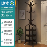 敬平衣帽架落地家用卧室挂包晾衣服架子大理石立式客厅金属房间置物架 可调地脚(三层收纳)古铜晾晒架