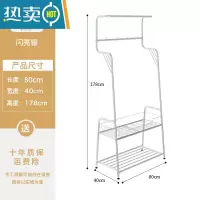 敬平挂衣架落地卧室内衣帽架简易晾衣架带轮推车家用移动收纳置物架 勺子衣蓝长款[牢固耐用]银色