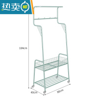 敬平挂衣架落地卧室内衣帽架简易晾衣架带轮推车家用移动收纳置物架 长款薄荷色[承重稳固]水晶轮