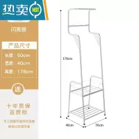 敬平挂衣架落地卧室内衣帽架简易晾衣架带轮推车家用移动收纳置物架 勺子衣蓝短款[承重稳固]银色
