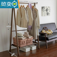 敬平实木衣帽架衣架落地家用卧室简易挂衣服架子简约现代晾衣服房间 全实木胡桃色-单层105晾晒架