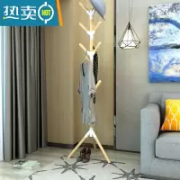 敬平衣帽架卧室落地立式家用网红衣服架子宿舍简易挂钩房间置物晾衣架 Y3-大号(12枝杈)-原木