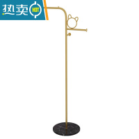 敬平简易衣架家用落地网红挂衣架小型衣帽架卧室客厅阳台晾衣架衣服架 猫耳款金色+黑白根底座