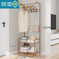 敬平宿舍挂衣架多功能晾衣架家用落地衣帽架租房小型收纳整理衣服架子 L型衣帽架咖啡色-双层57cm
