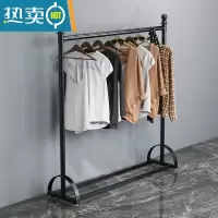 敬平衣架落地卧室网红室内衣帽架阳台晒衣服架子家用简易挂衣架晾衣杆 黑色长100高180晾晒架