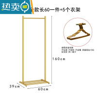 敬平门口落地挂衣架卧室铁艺家用置物架简易阳台晾衣架北欧网红衣帽架 轻奢纳米金长60一件+5个衣架