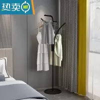 敬平简易衣架家用落地网红挂衣架小型衣帽架卧室客厅阳台晾衣架衣服架 T款黑色+黑白根+5个黑色衣架