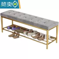敬平北欧轻奢铁艺换鞋凳家用入户门口软包坐垫鞋架进门长条简约收纳凳