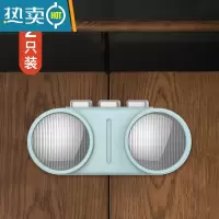显彩双开门冰箱儿童安全锁防开扣柜门锁扣宝宝对开门衣柜橱门卡扣童锁 [平面柜门/复古收音机]天青绿2只房门安全扣