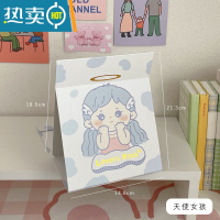 敬平折叠镜子家用小型化妆镜便携学生宿舍办公室桌面可立梳妆镜大号 宝蓝色 天使女孩全面屏款便携式用镜