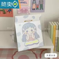 敬平折叠镜子家用小型化妆镜便携学生宿舍办公室桌面可立梳妆镜大号 宝蓝色 天使女孩全面屏款便携式用镜