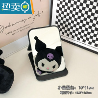 敬平ins风简约折叠小镜子化妆镜学生宿舍台式桌面可立梳妆镜家用便携 小号黑色便携式用镜