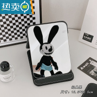 敬平ins风镜子化妆镜女学生宿舍桌面可立家用小型折叠梳妆镜随身便携 经典黑[升级款]便携式用镜