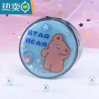 敬平少女心学生流沙双面放大镜子可爱手持小号便携随身翻盖折叠化妆镜 流沙化妆镜-蓝色小熊便携式用镜
