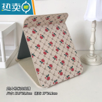 敬平复古折叠化妆镜学生宿舍便携随身小型办公室桌面台式高清梳妆镜子 超大号-米白玫瑰便携式用镜