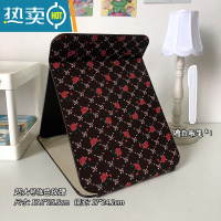 敬平复古折叠化妆镜学生宿舍便携随身小型办公室桌面台式高清梳妆镜子 超大号-咖色玫瑰+涂鸦笔便携式用镜