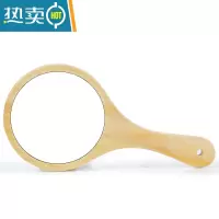 敬平镜子化妆镜手持美容院专用手拿便携家用手柄梳妆镜圆形浴室小镜子 原木色镜子[中号]便携式用镜