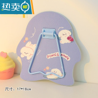 敬平ins风不规则镜子学生女可爱创意宿舍家用便携折叠桌面玻璃化妆镜 蓝底石榴三只小狗便携式用镜