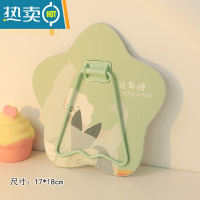 敬平ins风不规则镜子学生女可爱创意宿舍家用便携折叠桌面玻璃化妆镜 绿底这颗糖便携式用镜