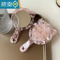 敬平高级感可爱猫咪包包便携带柄小镜子随身化妆镜手持车载办公补妆镜 樱花粉 猫咪小镜子一个便携式用镜