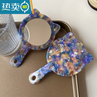 敬平高级感可爱猫咪包包便携带柄小镜子随身化妆镜手持车载办公补妆镜 梦幻紫 猫咪小镜子一个便携式用镜