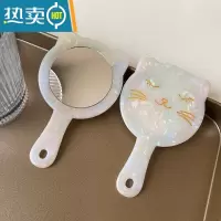 敬平高级感可爱猫咪包包便携带柄小镜子随身化妆镜手持车载办公补妆镜 人鱼色 猫咪小镜子一个便携式用镜