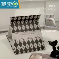 敬平可爱ins风折叠小镜子化妆镜女便携随身学生宿舍台式桌面可立梳妆 黑菱格 高清全面镜便携式用镜