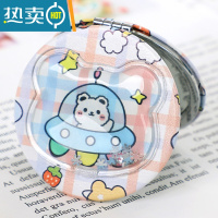 敬平网红流沙化妆镜随身便携迷你小镜子少女宿舍学生小号梳妆镜卡通款 小熊皮面镜(雪花亮片)便携式用镜