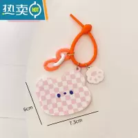 敬平原创随身镜异形卡通小镜子少女便携钥匙扣可爱创意化妆镜包包挂饰 格子熊便携式用镜