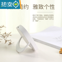 敬平迷你手持发光化妆镜随身便携桌面可立小镜子女小号带灯折叠补妆镜 [珍珠白 不发光无灯版] 限量便携式用镜