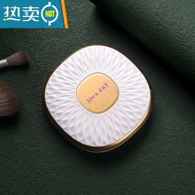 敬平小镜子女随身携带化妆镜便携折叠镜手持小型圆双面梳妆镜宿舍学生 珍珠白(一面双倍放大)便携式用镜