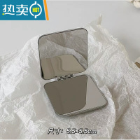 敬平不锈钢镜子简约折叠双面镜小号随身便携翻盖化妆镜防摔迷你学生女 钢色 - 方形便携式用镜