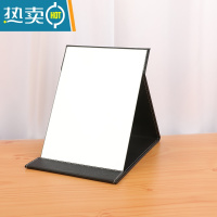 敬平高清折叠镜子化妆镜台式便携随身学生宿舍公主大号PU皮桌面梳妆镜 升级款黑细纹中号 镜面加大加厚便携式用镜